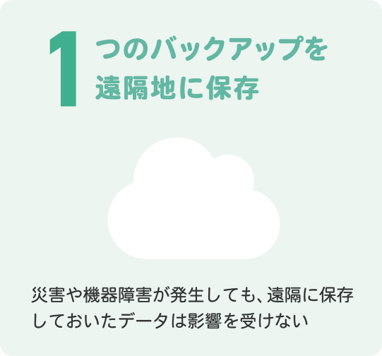1つのバックアップを遠隔地に保存 1つのバックアップを遠隔地に保存