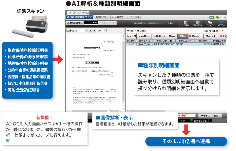 所得税確定申告書 AI-OCR入力