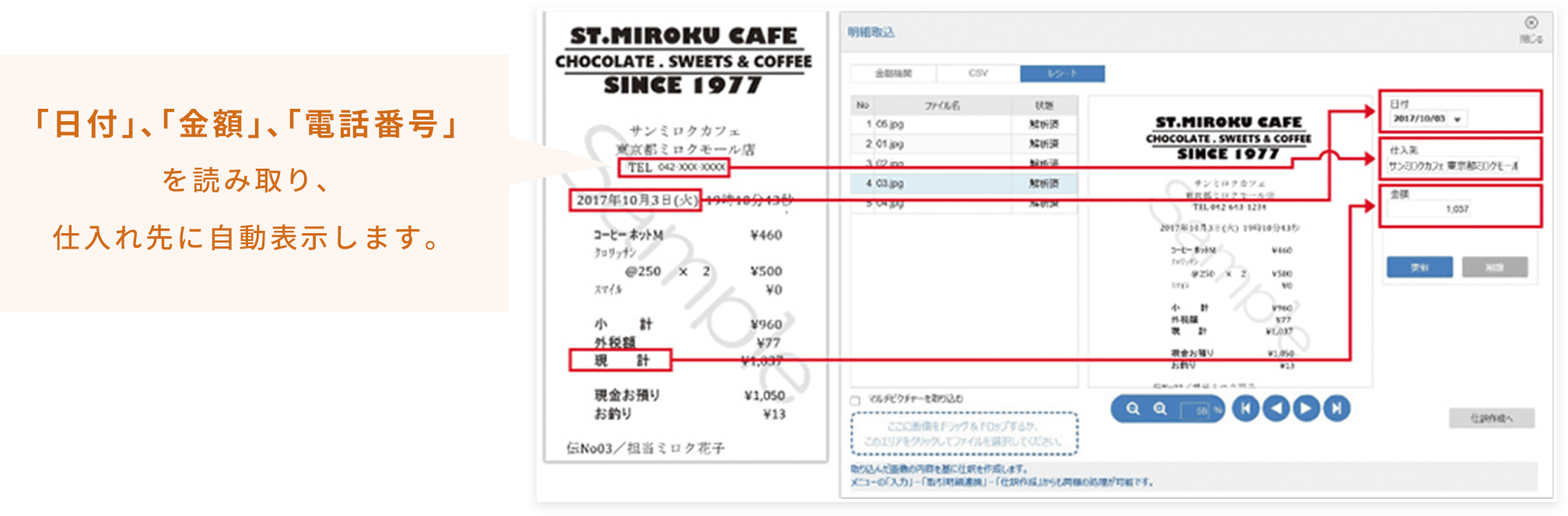 レシート取込の図