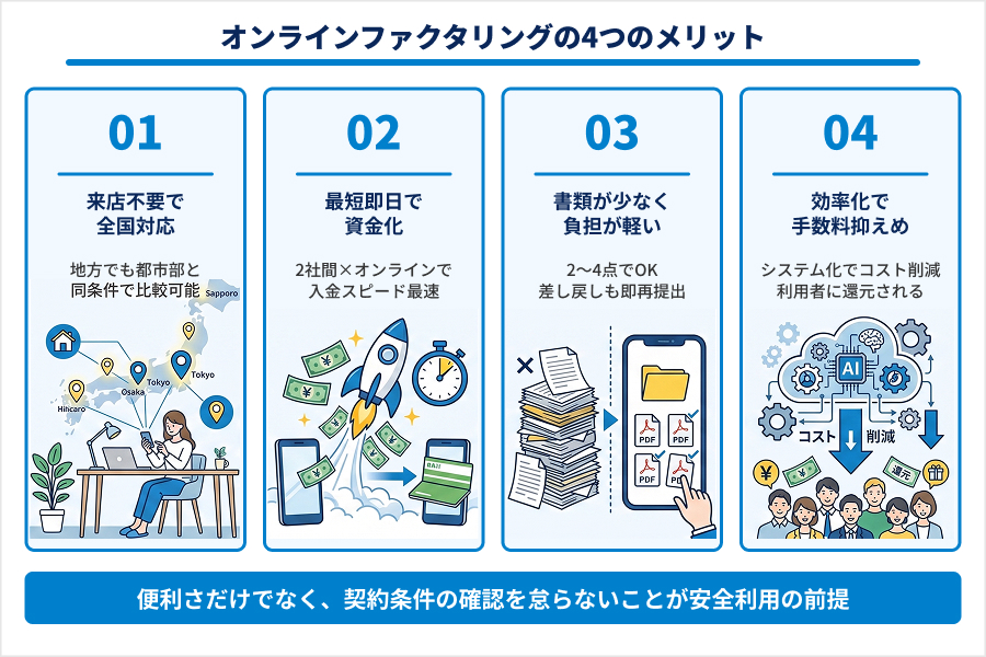 オンラインファクタリングの4つのメリット